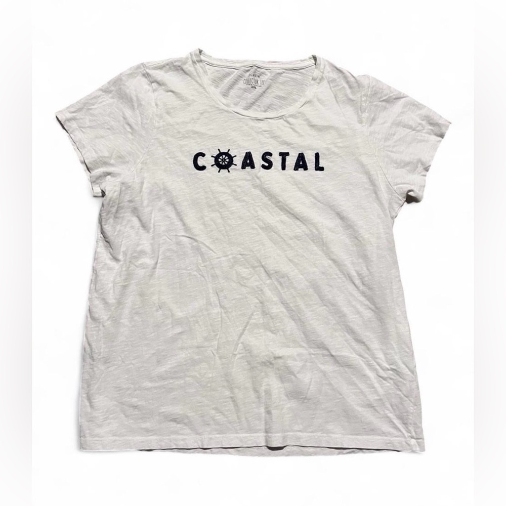J. Crew Coastal Graphic Tee in Cream Collector Tee Recycled 100% Cotton Size 2X